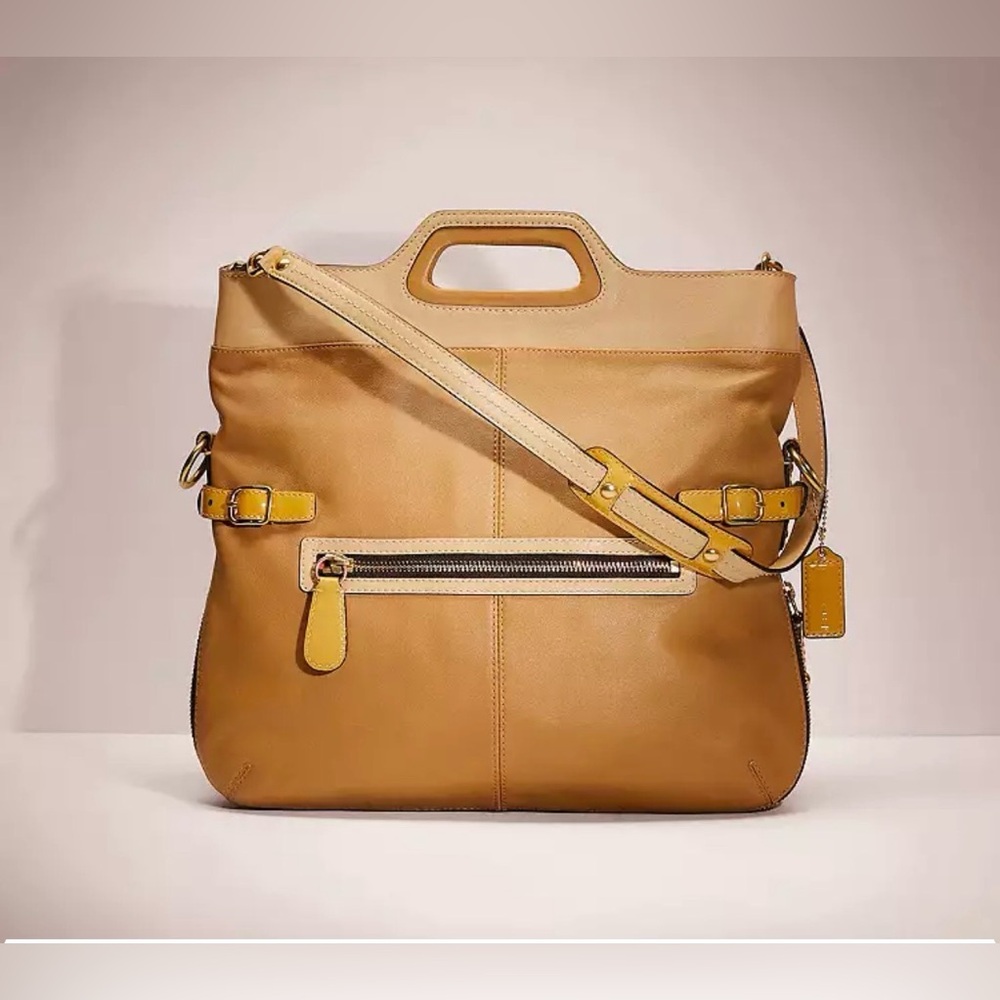 Coach Bonnie Fold-over Convertible‎ Elegant Tan Leather Tote Bag